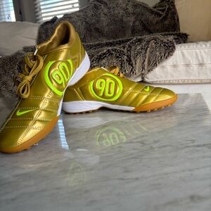 Gold and Neon Green Soccer Cleats